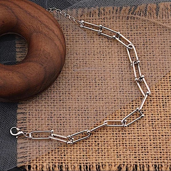 Unisex Sterling Silver U Shaped Chain Link Bracelet - Picture 3 of 11
